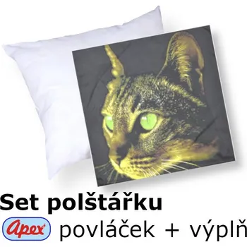 Dekorativní polštářek Apex® produktová řada 3D 3D povláček na polštářek Apex - Zelená kočka - set Polštářek s výplní + Povláček