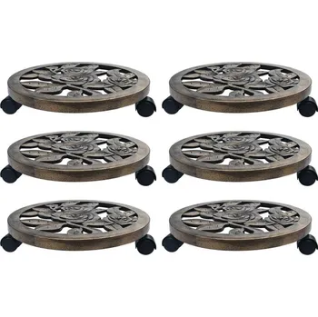 Stojan na květiny vidaXL Vozíky pod květináč 6 ks 38 cm plast [48228] Barva: Bronzová