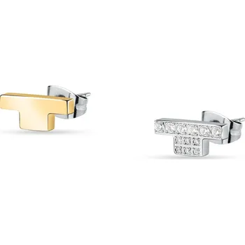 Náušnice Trussardi Elegantní asymetrické náušnice se zirkony T-Logo TJAXC37 + 2 měsíce na vrácení zboží