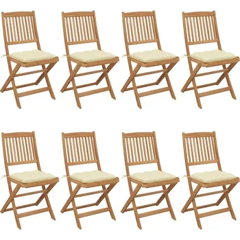 vidaXL Skládací zahradní židle s poduškami 8 ks masivní akácie [3075038] Barva: krémová