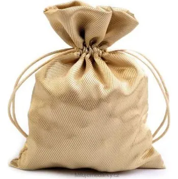 Dárková krabička Saténový dárkový sáček, pytlík se stahovací stužkou, zlatá, 9x11cm