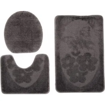 Koberec Sada koupelnových koberečků MONO 1125 tmavě šedý 6203 3PC Motýl