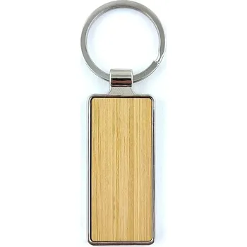 Přívěšek bambusový obdélníkový 54x25mm s kroužkem na klíče s možností laserového gravírování