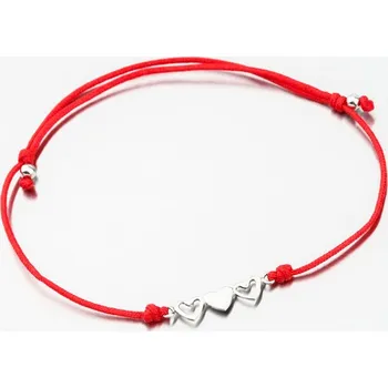 Náramek Náramek stříbro 925 provázkový se srdíčky BST-14711-R délka 17 cm