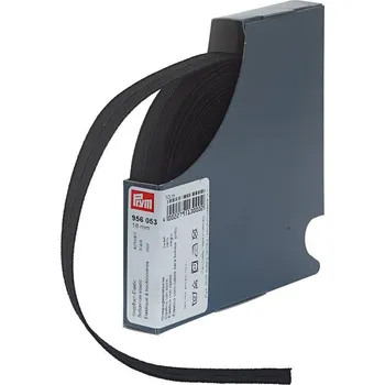 Galanterie PRYM Pruženka s dírkami na knoflíky, hladká, 18 mm, černá, 10 m