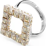 Stříbrný elegantní prsten čtverec z čtvercových krystalů Swarovski Golden Shadow (Stříbro 925/1000)