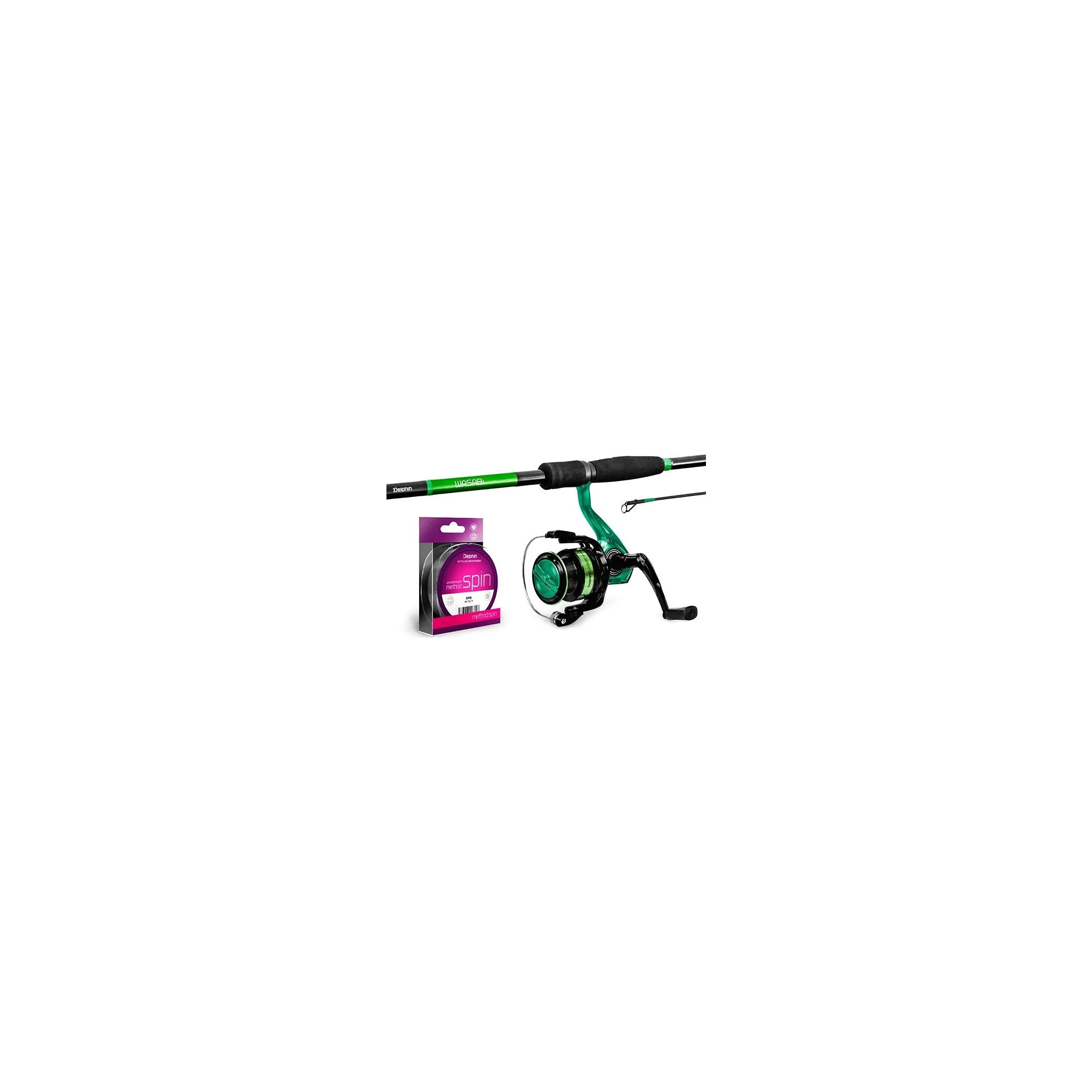 Fotografie 1 - Rybářský prut Delphin GreenSpin přívlačový set 210 cm/10-30 g + naviják Elixir 2T + vlasec 0,22 mm