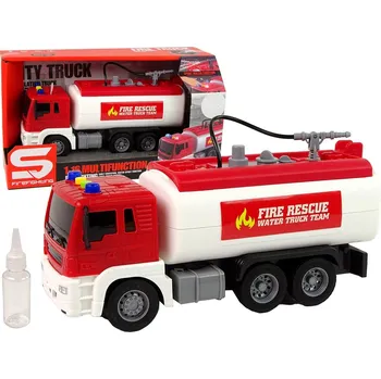 Multifunkční hasičská cisterna s nádržkou na vodu/zvukem/světlem 1:16 červená autíčko Multifunkční hasičská cisterna s nádržkou na vodu/zvukem/světlem 1:16 červená