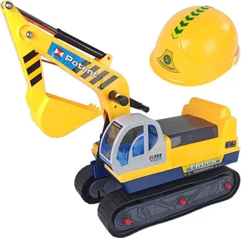 Hračka na písek LEAN Toys Velký pásový bagr Potent s přilbou 47 x 26 x 31 cm žlutý