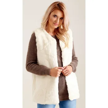 Dámská vesta Dámská kožešinová vesta KZ 4102 1.20P ecru/krémová