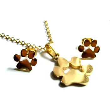 Souprava šperků Steel Jewelry Set náhrdelník a náušnice tlapky zlaté z chirurgické oceli SET141105 dárkové balení zdarma