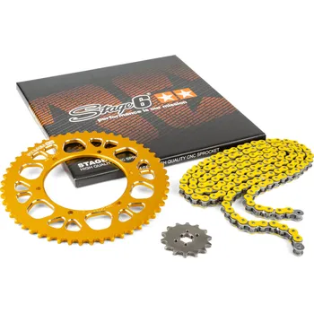 Řetězová sada 13x53 - 420 Stage6 alu CNC žlutá Aprilia SX 50