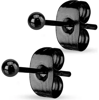 Náušnice Šperky4U Ocelové náušnice - kuličky černé - OPN1003-2