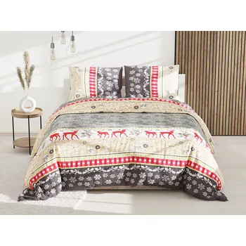 Povlečení Bavlněné povlečení Vánoční čas 140 x 200, 70 x 90 cm nitěné knoflíky