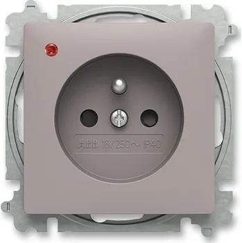 Elektrická zásuvka ABB - Zoni, zásuvka jednonásobná, s clonkami, s ochranou před přepětím, greige