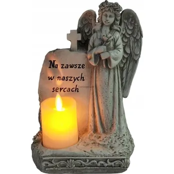 Vánoční dekorace Veselý andílek figurka 23,5cm se svíčkou LED