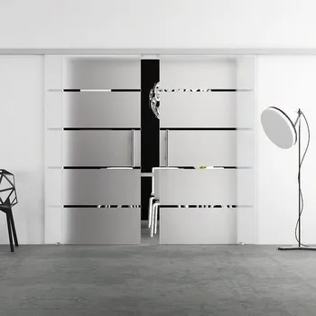 Interiérové dveře Skleněné posuvné dveře dvoukřídlé 155cm 4 pruhy BA2S7G