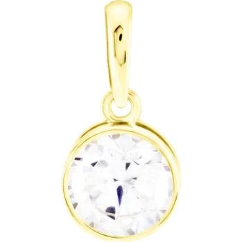 Přívěsek GEMMAX Minimalistický kulatý zlatý přívěsek Ø 7,8 mm s velkým zirkonem – zlatý šperk ryzosti 585/1000 v Dárkovém balení s Certifikátem GLPYB-01308
