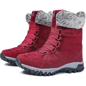 Dámská zimní obuv Dámské zimní kotníčkové nepromokavé boty s kožíškem Barva: Červená, Velikost EUR: 39