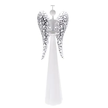 Vánoční svícen Dakls SA611 kovový anděl se svícnem bílý 30 cm