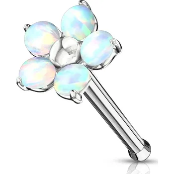 Piercing Šperky4U Piercing do nosu - kytička s opály - N0127-WH