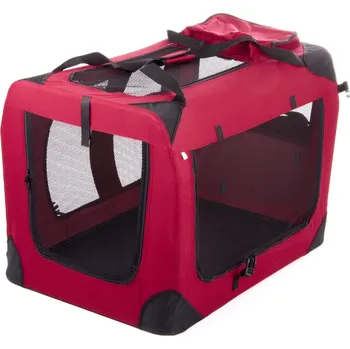 přepravka pro zvíře JK ANIMALS Přepravní plátěný box XL 58 x 58 x 81 cm červený