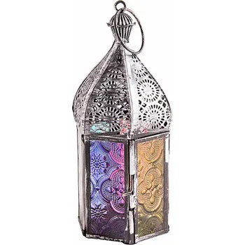 Svícen Lucerna kovová na čajové svíčky Noci orientu 6,5 x 17 cm