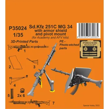 Plastikový model CMK 1/35 Sd.Kfz. 251C MG 34 w/ armor shield (ACAD/AFV)