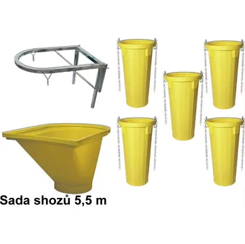 Koza na řezání dřeva Tekcnoplast Shozy na suť v délkách 5,5m, 8,5 m, 10,5 m Sestava shozů na suť: Délka 5,5 m