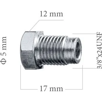 Brzdová hadice WP Koncovka brzdové trubky 5mm 3/8"x24UNF 12x17mm
