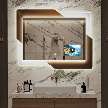 Zrcadlo Koupelnové zrcadlo s LED podsvícením - Retro