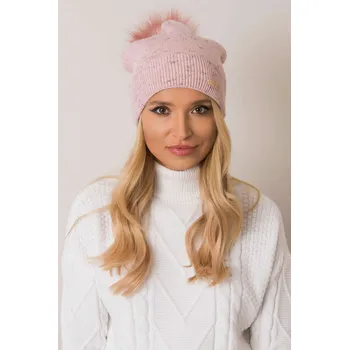 Čepice Glara Dámská žíhaná vlněná čepice 976365 růžová