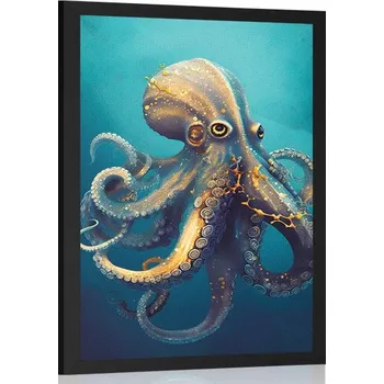 Plakát Dovido Plakát modro-zlatá chobotnice