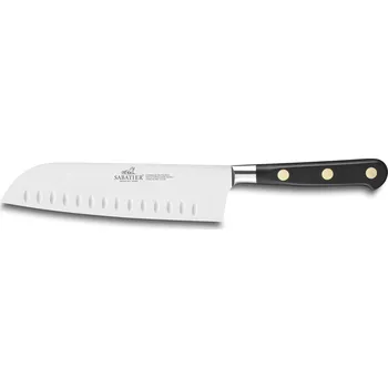 Kuchyňský nůž Santoku nůž IDÉAL 18 cm, mosazné nýty, černá, Lion Sabatier