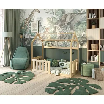 Dětská postýlka Dětská postel Panda ve tvaru domečku - 80 x 190 / přírodní