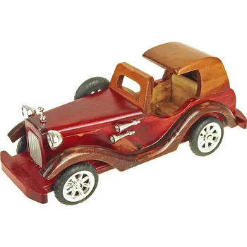autíčko Dřevěný model auta s polostřechou 24cm (Dřevěné autíčko pro děti - délka 24 cm, materiály: dřevo, plast)