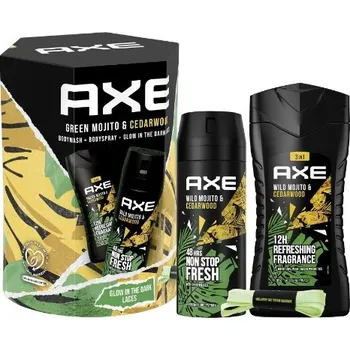 Axe Green Mojito & Cedarwood pánský kosmetický set ( deodorant 150 ml + sperchový gel 250 ml + tkaničky )