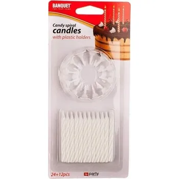 Svíčka Svíčka dortová 6cm 24ks + držáky PARTY bílé