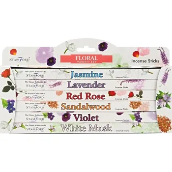 Vonná tyčinka Stamford Floral indické vonné tyčinky sada 6 x 8 ks