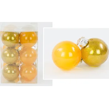 Vánoční ozdoba Plastová ozdoba 6 cm - sada 12 ZLATÝCH