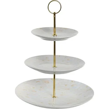 Kuchyňský gril Mísa na ovoce 3-patrová DKD Home Decor Porcelán Kov Modrá Růžová (27 x 27 x 34 cm)