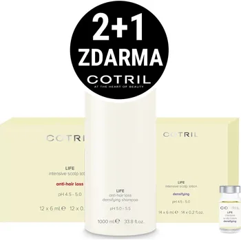 Kosmetická sada Cotril Life šampon 1000 ml + ampule proti padání 12 x 6 ml + ampule proti řídnutí 14 x 6 ml kosmetická sada