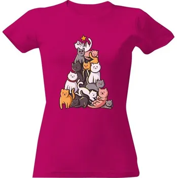 Dámské tričko Tričko s potiskem Mňaukové Vánoce dámské