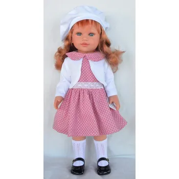 Panenka Vestida de Azul COR 909 Coral con vestido rojo con chaqueta y boina blanca 45 cm