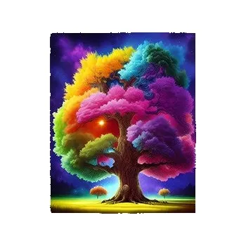 Diamantové malování Diamantové malování - Strom v barvách duhy č. 1102 - 65x85cm