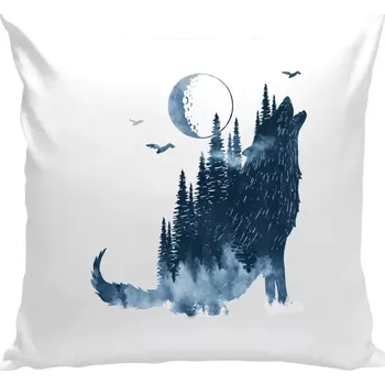 Polštář Polštář bílý 40x40 cm Vlk v mlze