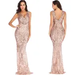 Flitrové šaty na ples ve výprodeji Velikost: XL, Barva (Varianta): MR-21856-Gold