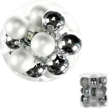 Vánoční dekorace Autronic Ozdoby skleněné, barva stříbrná, pr.2cm, cena za 1 balení(12ks) - VAK111-2