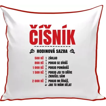 Polštář Polštář barevný 32x32 cm Hodinová sazba - číšník