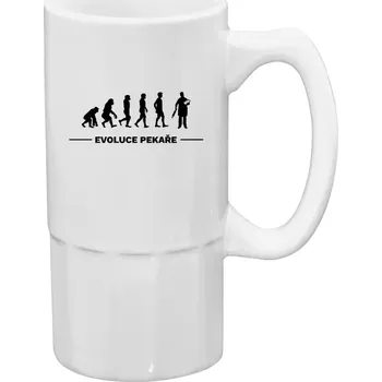Sklenice Půllitr bílý vysoký Evoluce - pekař